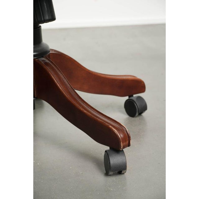 Chesterfield English Height Adjustable Green Cowhide Leather Office Chair with Swivel and Tilt Function For Sale - Image 3 of 13
