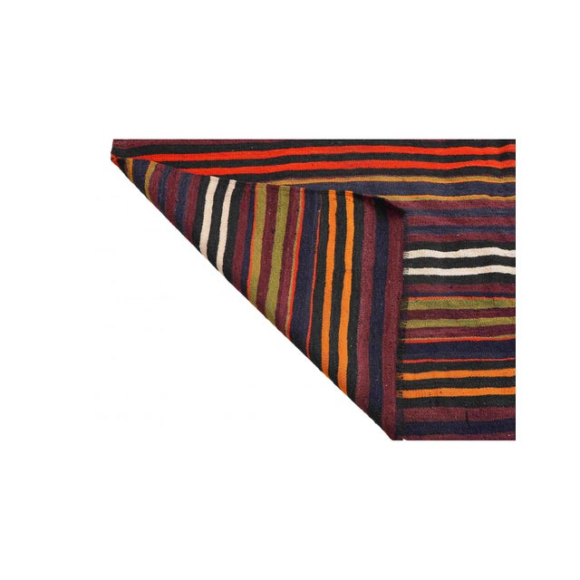 Striped Vintage Turkish Kilim Rug - 5`10" X 12`8" For Sale - Image 4 of 6