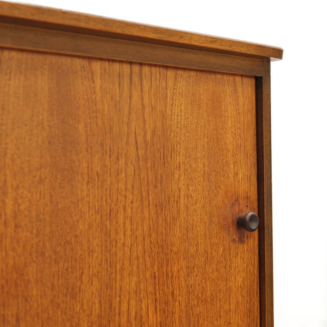 Wood Long Teak Mid Century China Display Cabinet For Sale - Image 7 of 10