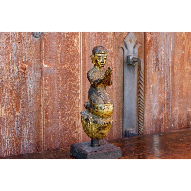 Asian Antique Kneeling Praying Monk For Sale - Image 3 of 8