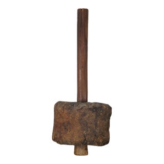 Antique 1910s Primitive Rustic Burl Wood Sledge Hammer Carpenter Mallet For Sale