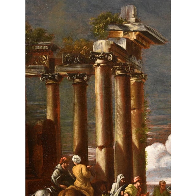 After Giovani Ghisolfi, View of Classical Ruins Pythagoras Landscape, 1660, Oil on Canvas, Framed For Sale - Image 7 of 12