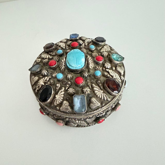 20th Century Egyptian Silver Jeweled Box For Sale - Image 10 of 12