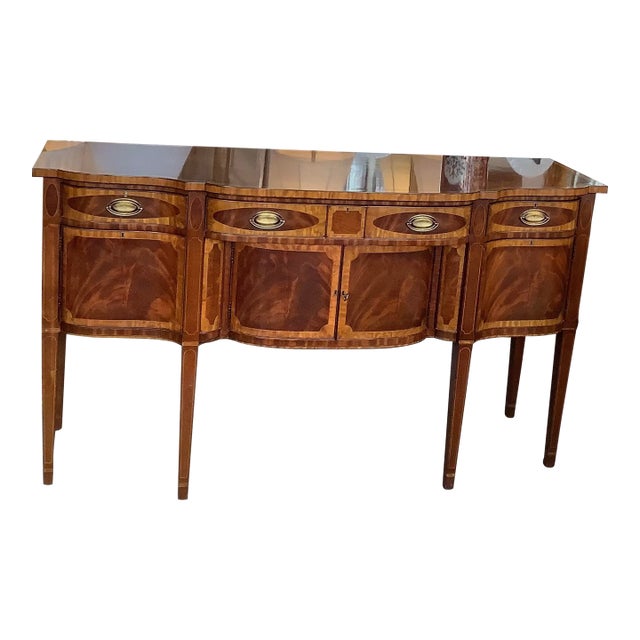 Custom Made Inlaid Mahogany Sideboard For Sale