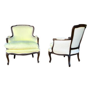 Pair of Louis XV Style Bergère Arm Chairs For Sale