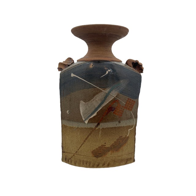 Brutalist Late 20th Century Brutalist Terracotta Sculptural Vase With Relief Faces For Sale - Image 3 of 18