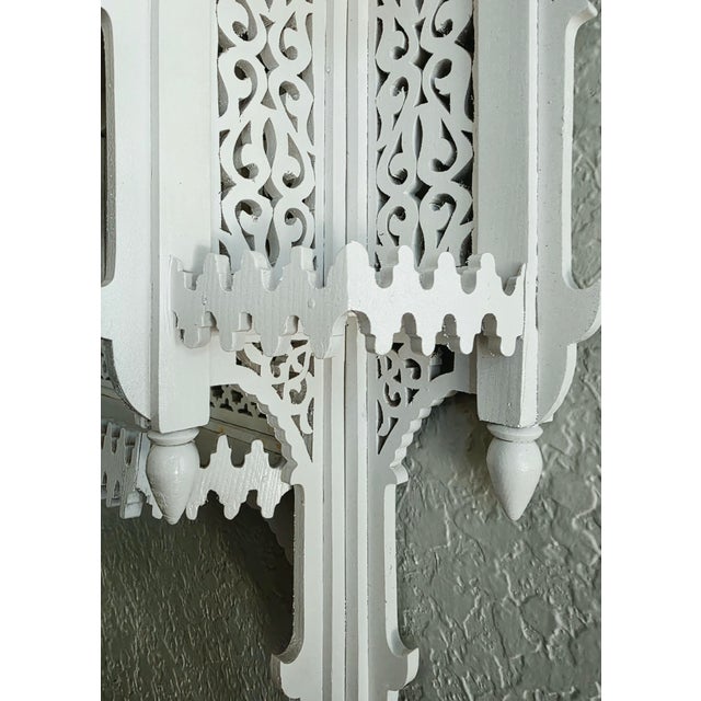 Moroccan Handcrafted Wooden Wall Shelf, White For Sale - Image 4 of 9