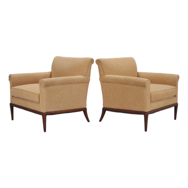 Pair of A. Rudin "No. 600.1" Hardwood Boucle Lounge Armchairs For Sale