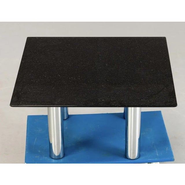 Coffee Table with Black Granite Stone Plate & Chrome-Plated Round Tube Legs by Peter Draenert for Draenert For Sale - Image 6 of 7