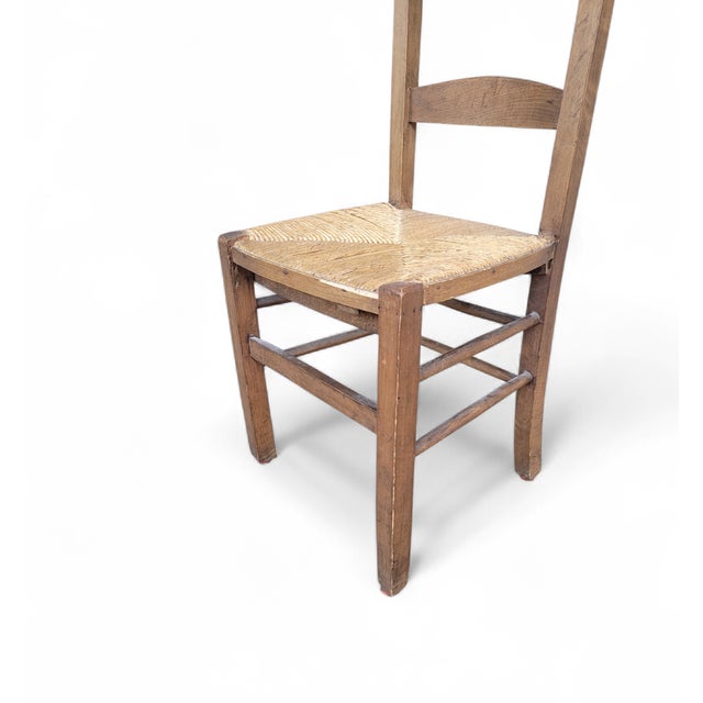 Mid-Century Dutch Prie-Dieu Praying Chair in Wood with Rush Seat, 1960s-1970s For Sale - Image 13 of 15