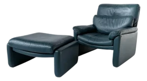 Preview Leather Lounge Chair and Ottoman, 1970