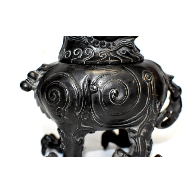 Black Bronze Incense Burner in Beast Form For Sale - Image 4 of 13