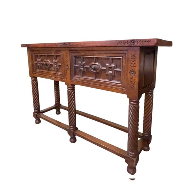 Spanish Hand-Carved Console Table, 1940s For Sale - Image 4 of 10