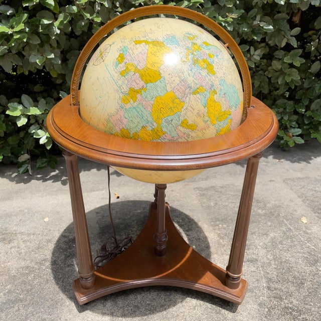 Hollywood Regency 20th Century Illuminated Replogle Globes, Inc. Globe and Stand- 2 Pieces For Sale - Image 3 of 13