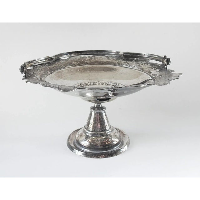 Antique Aesthetic Movement Silver Plate Tray Basket With Birds For Sale - Image 11 of 11