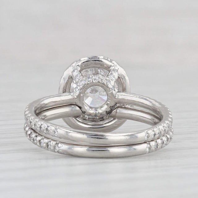 Modern 2.20ctw Round Diamond Halo Engagement Ring Wedding Band Bridal Platinum Egl, Size 6.25 For Sale - Image 3 of 9