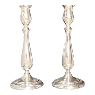 Mid 20th Century Vintage Empire Sterling Silver Candle Holders - a Pair For Sale