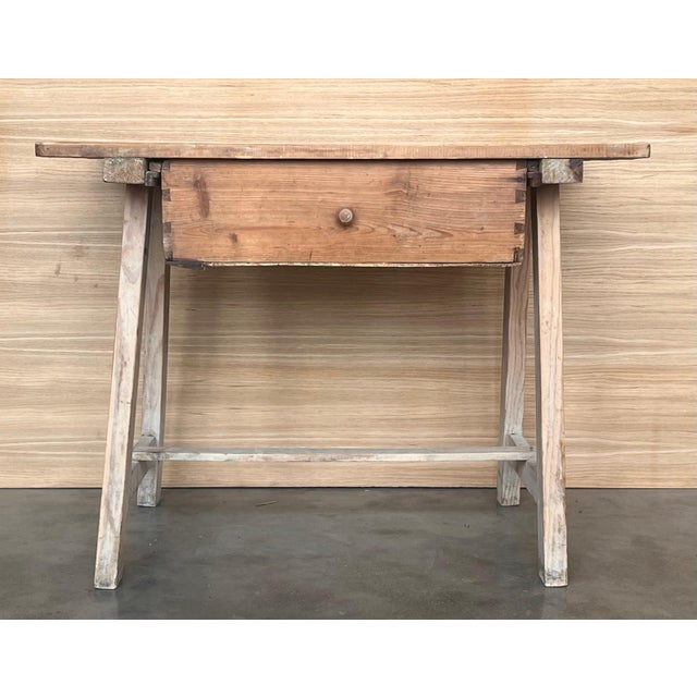 Early 19th Century Spanish Baroque Bleached Side Table with Drawer For Sale - Image 10 of 18