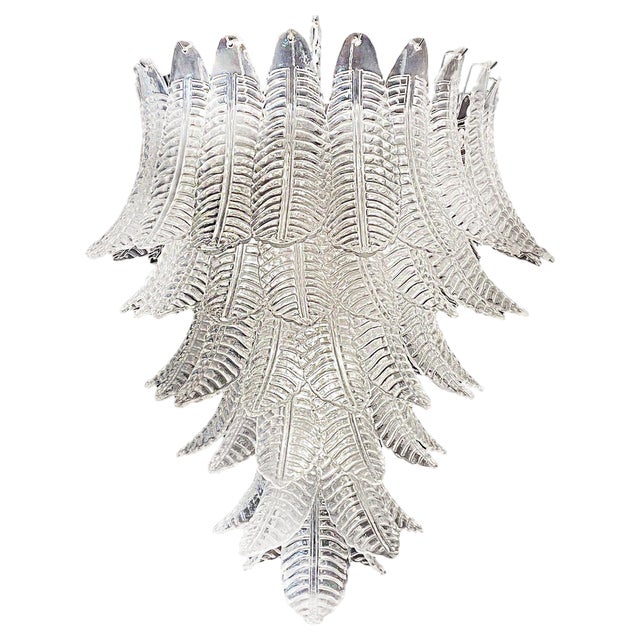 Large Italian Murano Felci Glass Chandelier with 75 Clear Glasses, 1990s For Sale