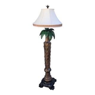 Vintage Tall Custom Painted Regency Style Palm Tree Tropical Floor Lamp For Sale