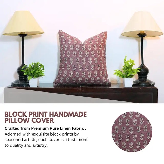 Elevate your home with the timeless charm of our block print handmade cushion cover, crafted from luxurious pure linen....