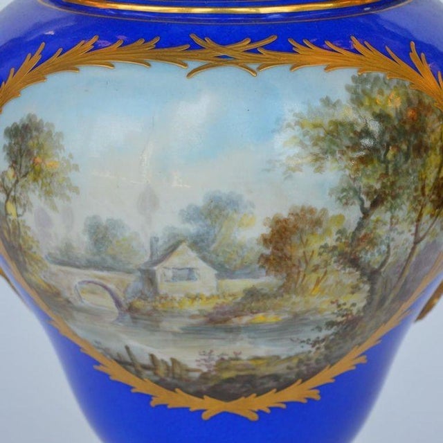 French 19th Century Porcelain Sevres Vase With Gild Bronze For Sale - Image 3 of 8