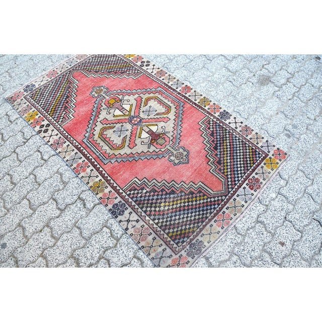1960s Red Oushak Handknotted Kurdish Rug For Sale - Image 6 of 11
