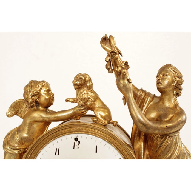 Louis XVI Style Figural Gilt-Bronze and Marble Mantel Clock For Sale In Philadelphia - Image 6 of 13