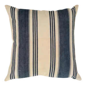 Early 20th Century Vintage French Ticking Stripe Pillow