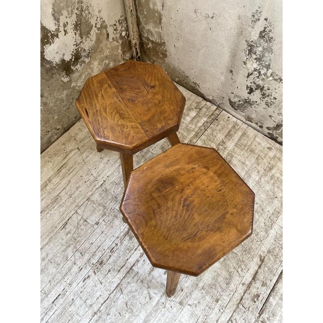 Set of Pine Stools with Curved Seat, 1950s For Sale - Image 12 of 18
