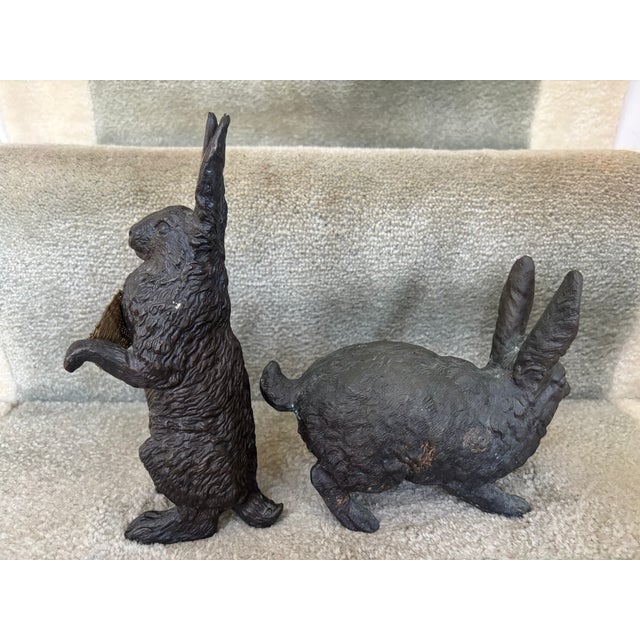 Bronze Rabbit Figures, a Pair For Sale - Image 4 of 13