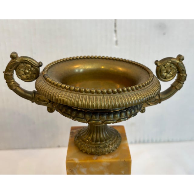 Metal Pair of 19th Century French Bronze and Sienna Marble Urns For Sale - Image 7 of 12