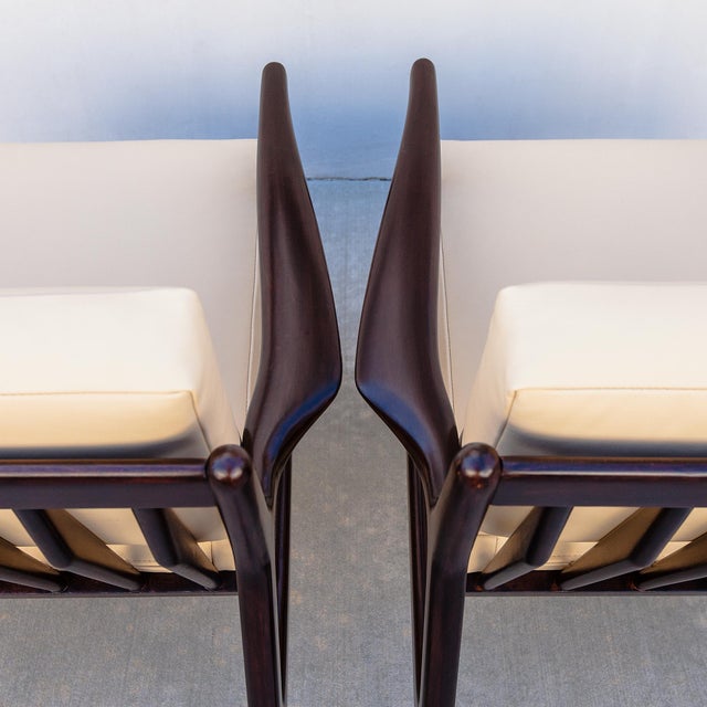1960s 1960s Restored Ib Kofod-Larsen for Selig Danish Modern Sculptural "Blade" Lounge Chairs in Leather For Sale - Image 5 of 18