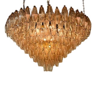 Modern Murano Poliheder Glass Chandelier in Fume’ For Sale