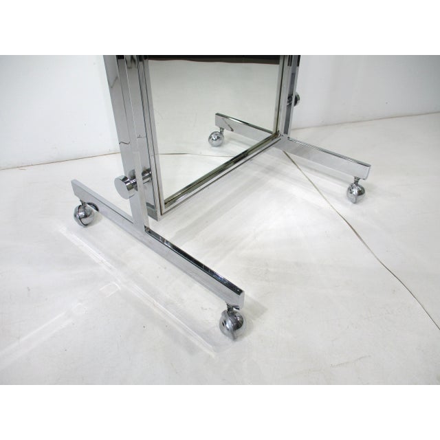 Mid 20th Century Full Length Rolling Chrome 2 Sided Dressing Mirror For Sale - Image 5 of 9