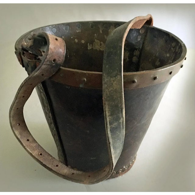 Brown English Leather and Copper Fire Bucket For Sale - Image 8 of 8