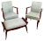 Art Deco Bridge Armchairs and Stool, 1940s, Set of 3 For Sale