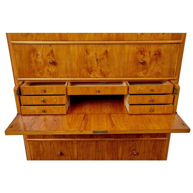 Tall 19th Century Elm Secretaire Chest of Drawers For Sale - Image 4 of 12