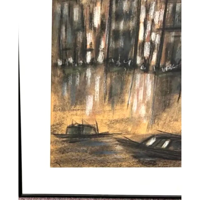 Mid Century 1958 Painting - Boat in the City, Signed - Venice Italy For Sale In New York - Image 6 of 7
