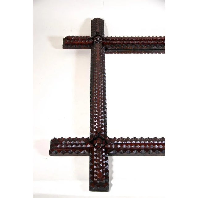 Hand-Carved Tramp Art Wall Mirror, Austria, 1870s For Sale - Image 10 of 18