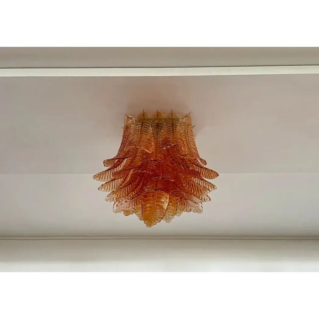Amber Murano Ceiling Lamp, 32 Amber Felci Glasses For Sale - Image 8 of 10