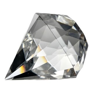 Tiffany Crystal Diamond Paperweight | Faceted Glass Prism, Acid-Stamped 1980s For Sale
