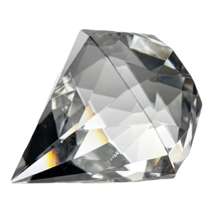 Tiffany Crystal Diamond Paperweight | Faceted Glass Prism, Acid-Stamped 1980s