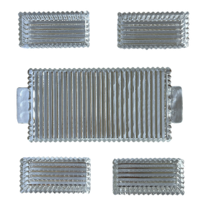 Mid 20th Century Mid 20th Century Indiana Glass "Colony Park" Ribbed Pressed Glass Relish Tray With Four Inserts