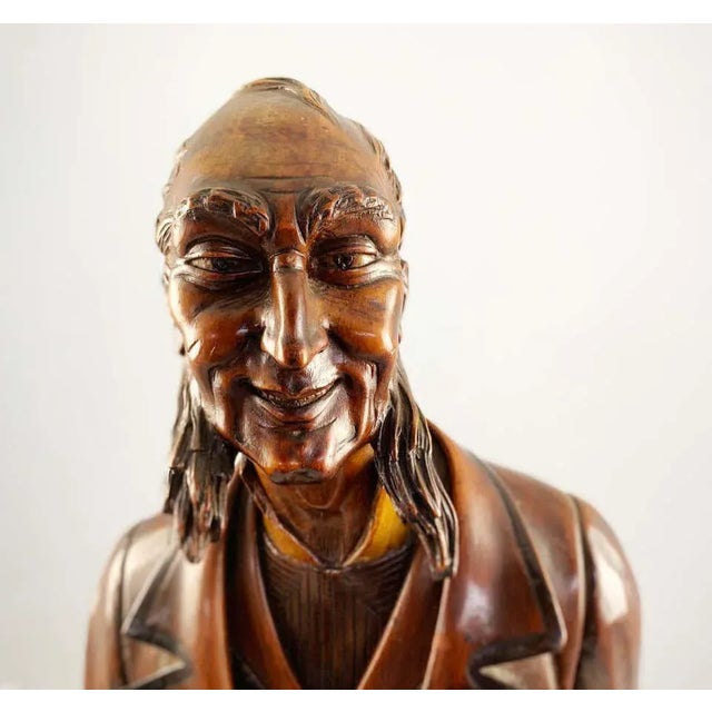 19th Century European Polychrome Carved Wood Figure of a Dickensian Character For Sale - Image 8 of 9