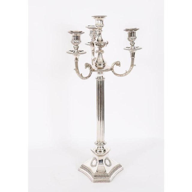 Antique Large Silver Plated Four Light Candelabra, Set of 2 For Sale - Image 14 of 18