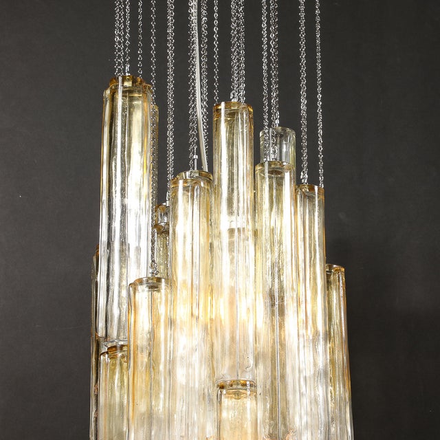 Mid-Century Large Muted Citrine Calza Glass Chandelier Signed Venini For Sale - Image 13 of 18