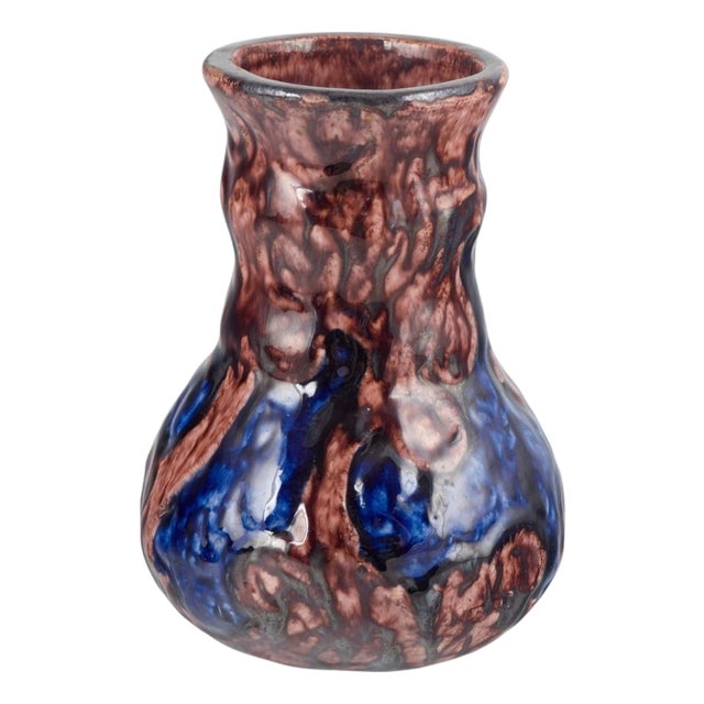 Brown and Blue Glazed Ceramic Vase from Roskilde Lervarefabrik, 1920s-1930s For Sale