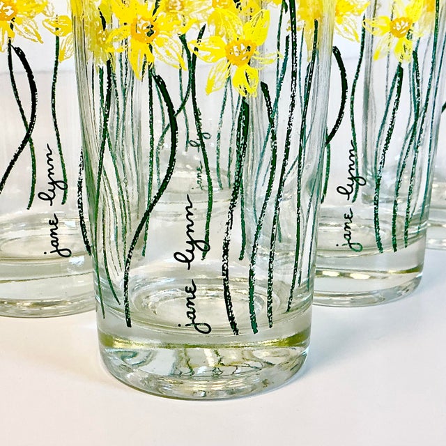 1970s Vintage Boho Chic Daffodils Jane Lynn Glassware - Set of 6, After Georges Briard For Sale - Image 6 of 14