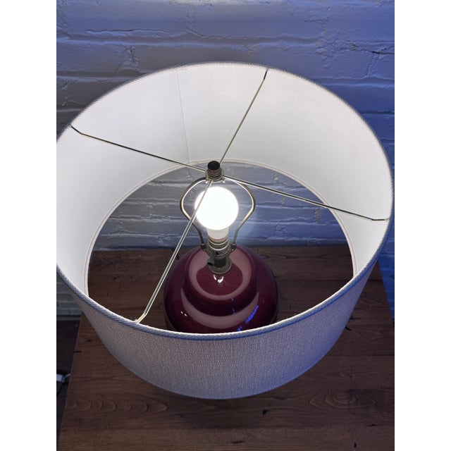 Vintage Bordeaux Red Ceramic Table Lamp For Sale - Image 9 of 12